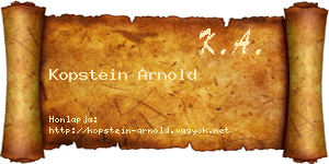 Kopstein Arnold névjegykártya
